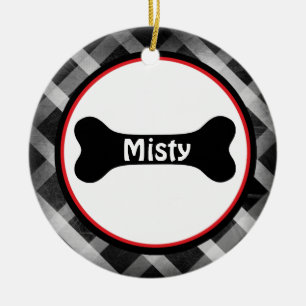 Cerâmica Ornamento do osso de cão preto do guingão preto