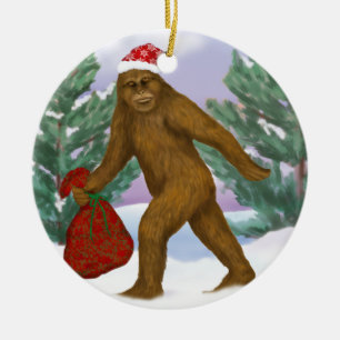 Cerâmica Ornamento do papai noel de Bigfoot