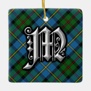 Cerâmica Ornamento do Tartan do monograma da letra M de