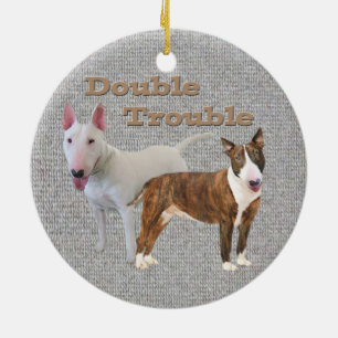 Cerâmica Ornamento dobro do problema de bull terrier