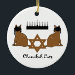 Cerâmica Ornamento dos gatos de Chanukah<br><div class="desc">PRLimages é uma divisão das pinturas por Rachel Lowry.</div>