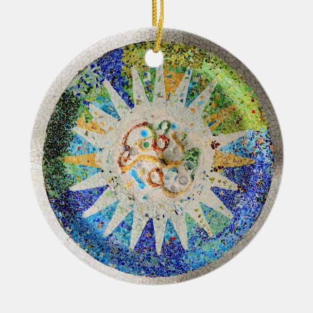 Cerâmica Ornamento dos mosaicos de Guell do parque (Frente)