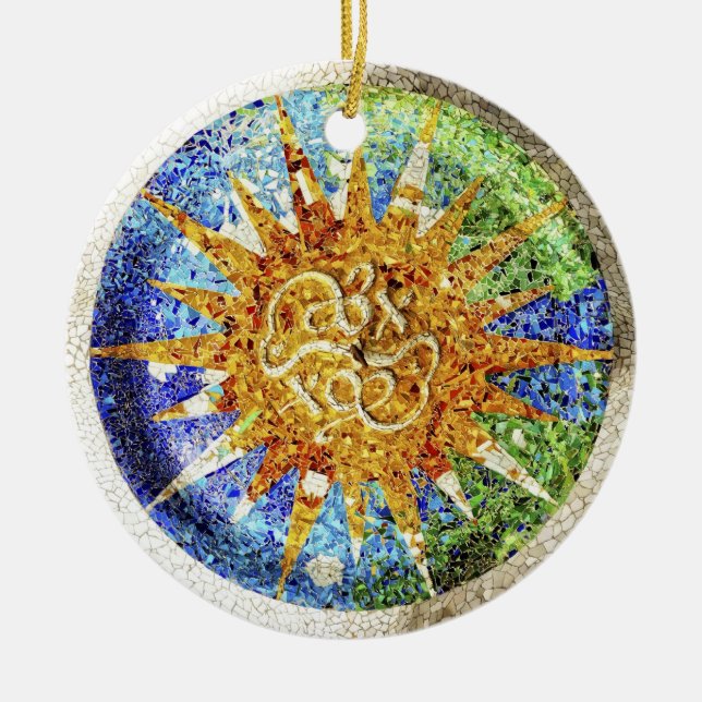 Cerâmica Ornamento dos mosaicos de Guell do parque (Frente)