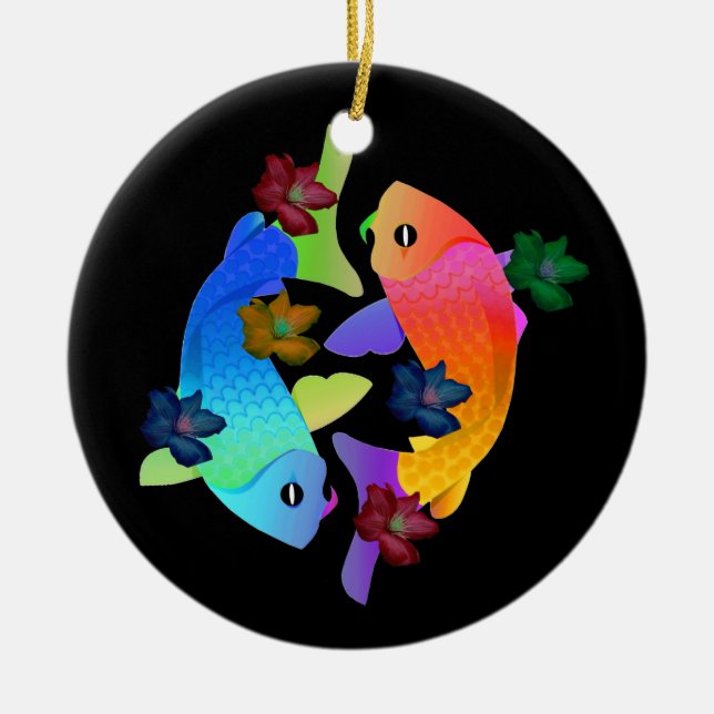 Cerâmica Ornamento dos peixes de Koi (Frente)