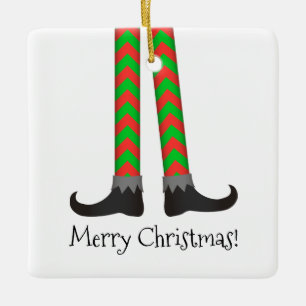 Cerâmica Ornamento dos pés do duende do Natal - traje de