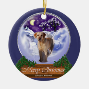 Cerâmica Ornamento dos presentes do Natal de labrador