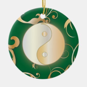 Cerâmica Ornamento dourado de Yin & de Yang