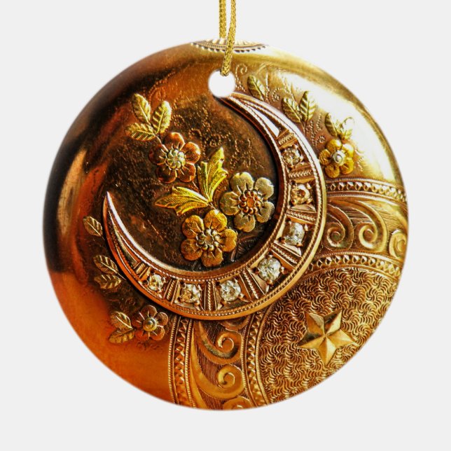 Cerâmica Ornamento Dourado do relógio de bolso (Frente)