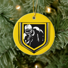 Cerâmica Ornamento Dourado e negro de Natal de Futebol