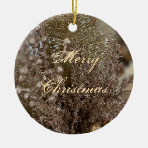 Cerâmica Ornamento Dourado Elegante de Natal Feliz