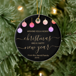 Cerâmica Ornamento Dourado Festivo Colorido de Natal