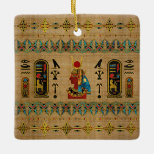 Cerâmica Ornamento egípcio de Hathor no papiro