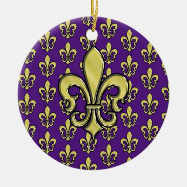 Cerâmica Ornamento Elegante com Desenho de Fleur de Lis (Frente)