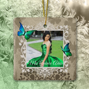 Cerâmica Ornamento Elegante de Quinceanera Green