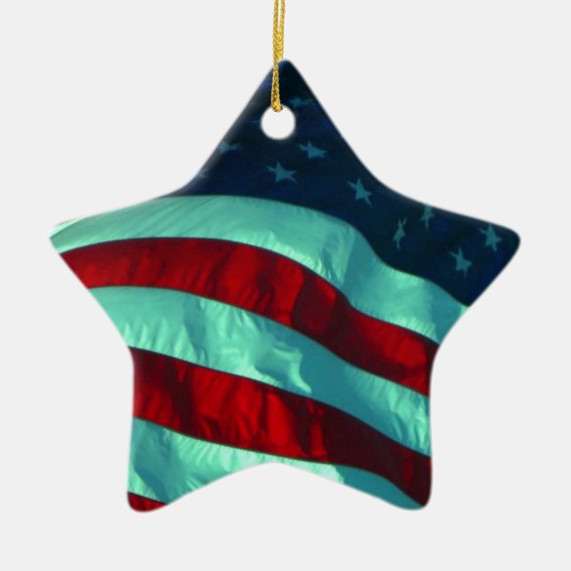 Cerâmica Ornamento em Forma de Estrela de Bandeira American (Frente)