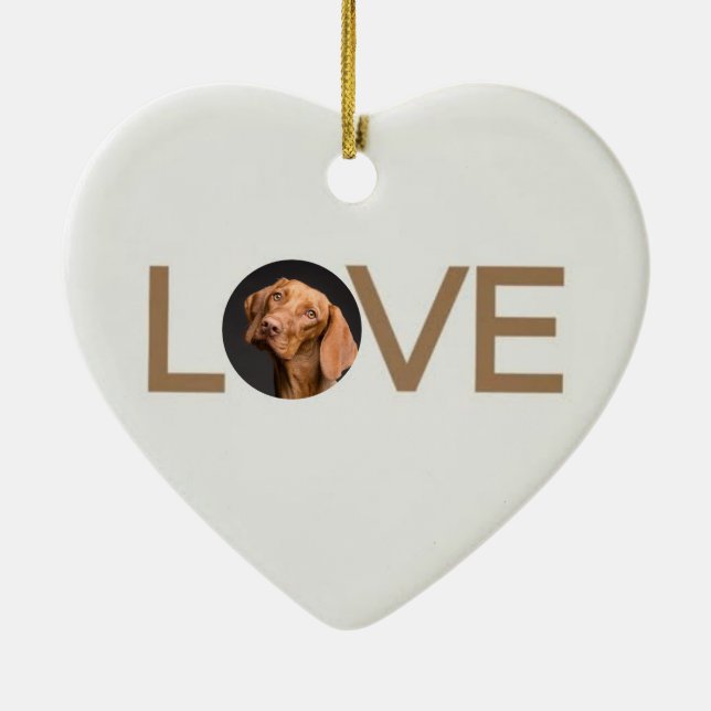 Cerâmica Ornamento em Forma de Foto do Cão de Amor Personal (Verso)