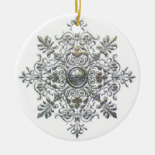 Cerâmica Ornamento encaracolado do floco de neve