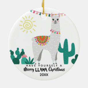Cerâmica Ornamento Engraçado de Llama CHristmas