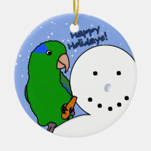 Cerâmica Ornamento engraçado de Parrotlet do boneco de nev