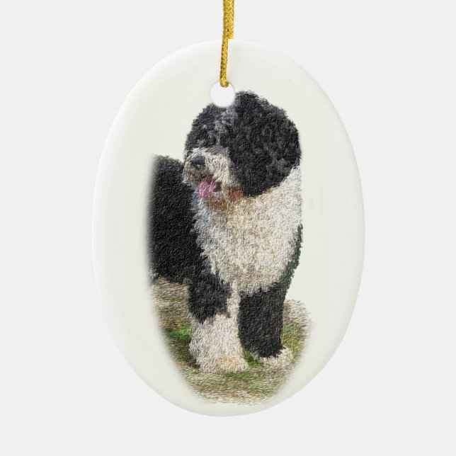 Cerâmica Ornamento espanhol do cão de água (Frente)