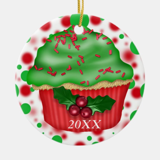 Cerâmica Ornamento FEITO SOB ENCOMENDA 2012 do CUPCAKE de (Frente)