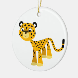 Cerâmica Ornamento Feliz de Cartoon Cheetah