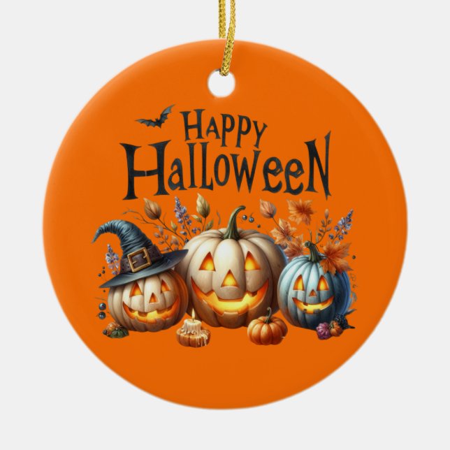 Cerâmica Ornamento Feliz de Halloween (Frente)