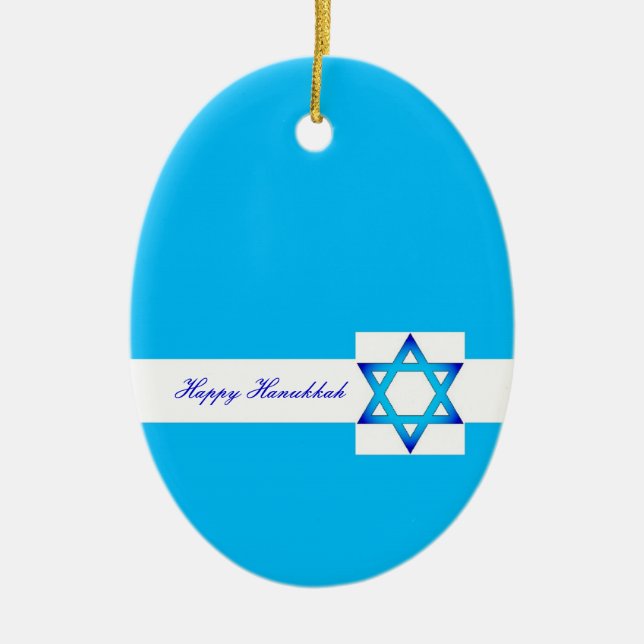 Cerâmica Ornamento feliz de Hanukkah (Frente)