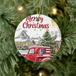 Cerâmica Ornamento Feliz Natal de Feriado Vermelho