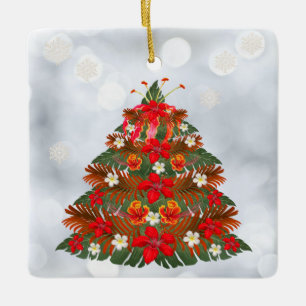 Cerâmica Ornamento Feriado de Árvore de Natal Floral Havaia