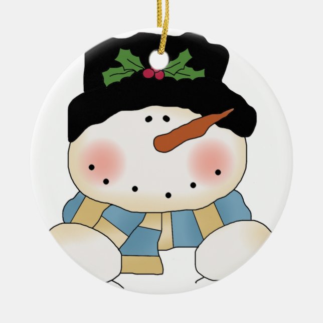 Cerâmica Ornamento Feriado de Frost Snowman (Frente)