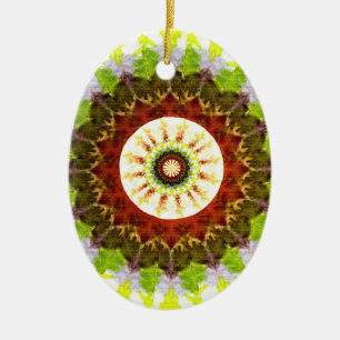 Cerâmica Ornamento Floral de Aquarela