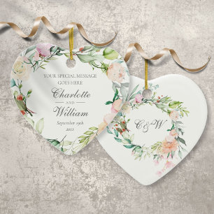 Cerâmica Ornamento Floral de Casamento Aniversário Ornament