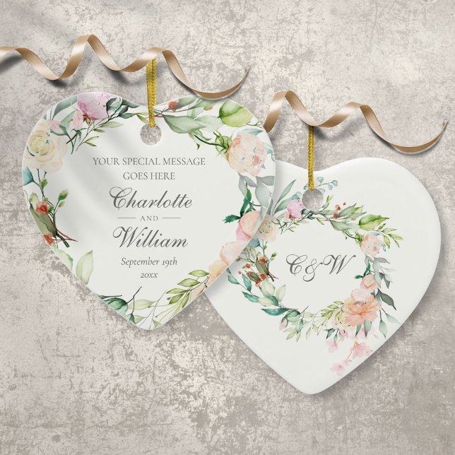 Cerâmica Ornamento Floral de Casamento Aniversário Ornament (Criador carregado)