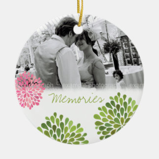 Cerâmica Ornamento Fotográfico de Amor de Casamento Verde R