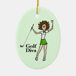 Cerâmica Ornamento Golfer de Brunette Mulher
