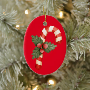 Cerâmica Ornamento Guarda-chuva vermelho de Natal doce