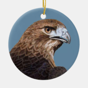 Cerâmica ornamento Hawk de cauda vermelha
