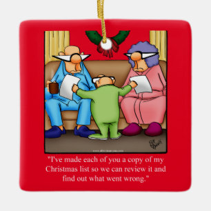 Cerâmica Ornamento Humor da Lista de Natal