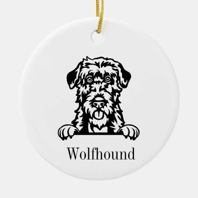 Cerâmica Ornamento irlandês de cão Wolfhound (Frente)