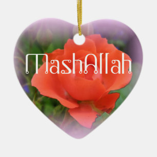Cerâmica Ornamento islâmico da rosa vermelha de Mashallah