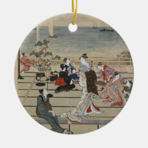 Cerâmica Ornamento japonês da arte de Utamaro