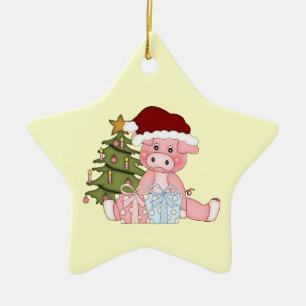 Cerâmica Ornamento leitão da árvore de Natal