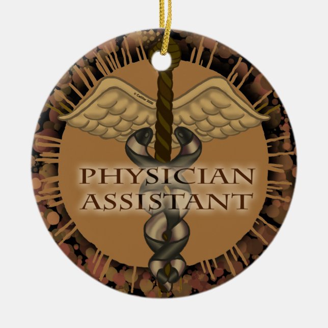Cerâmica Ornamento Médico Assistente de Caduceus (Frente)