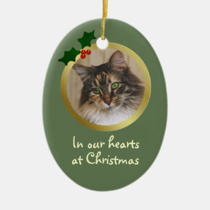 Cerâmica Ornamento Memorial de Gato de Natal Personalizável