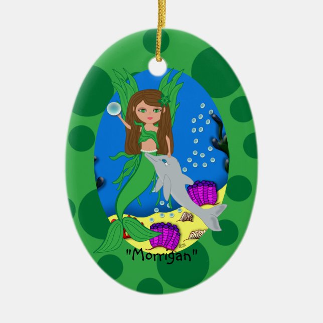 Cerâmica Ornamento Merfaery Verde de Morrigan (Frente)