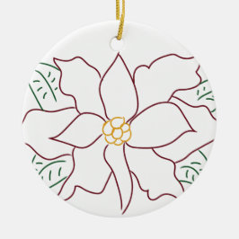 Cerâmica Ornamento Mínimo de Poinsettia Vermelha