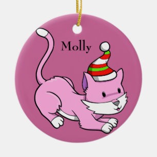 Cerâmica Ornamento "Molly" do Gatinho de Natal