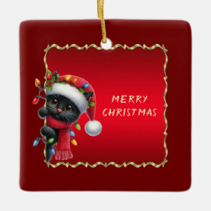 Cerâmica Ornamento Natal de Férias Negras