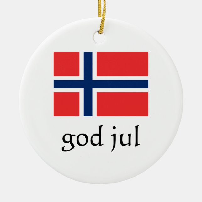 Cerâmica Ornamento Norueguês Feliz de Natal (Frente)